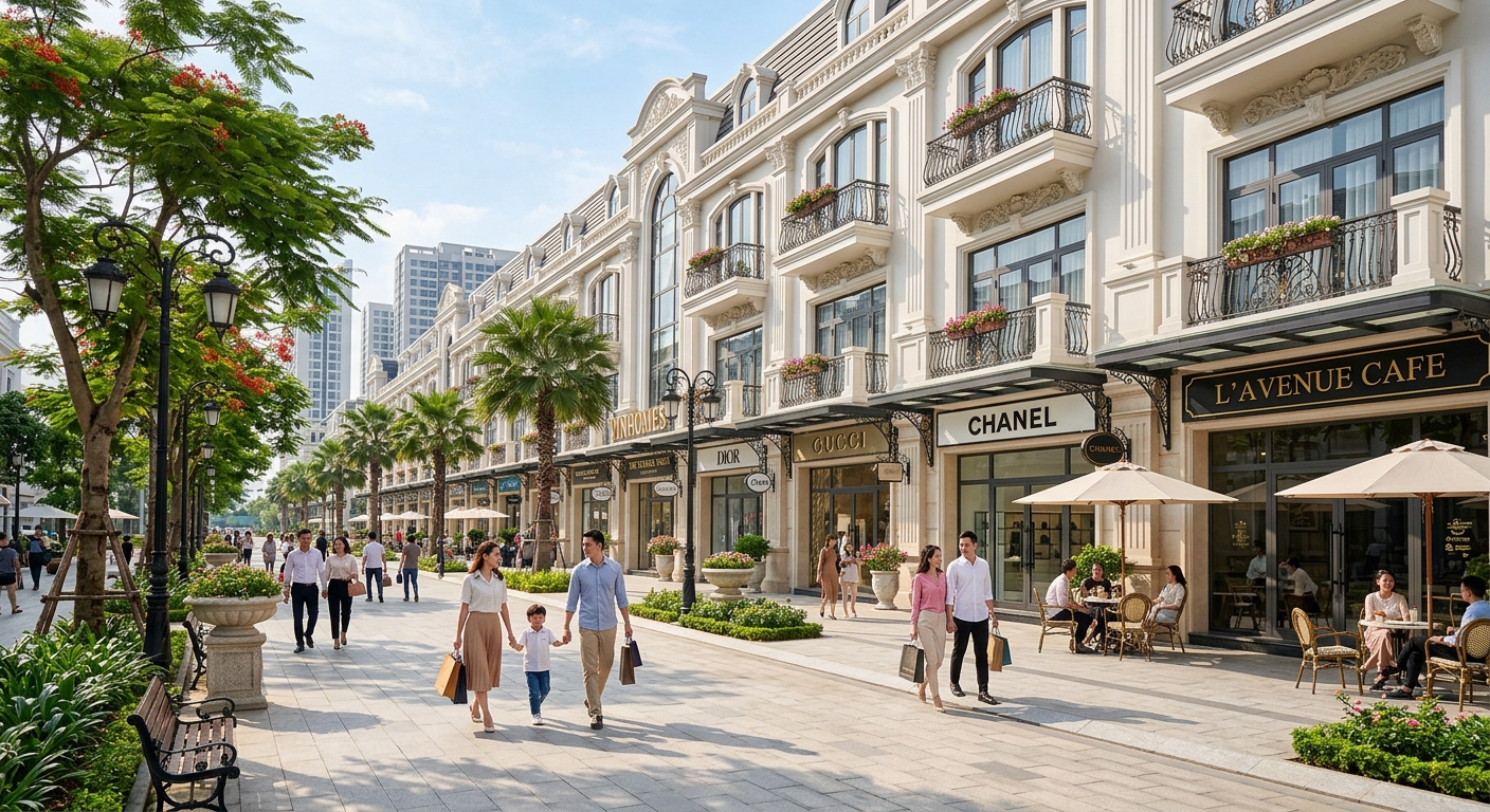 Dãy Shophouse thương mại sầm uất Vinhomes Yên Thường